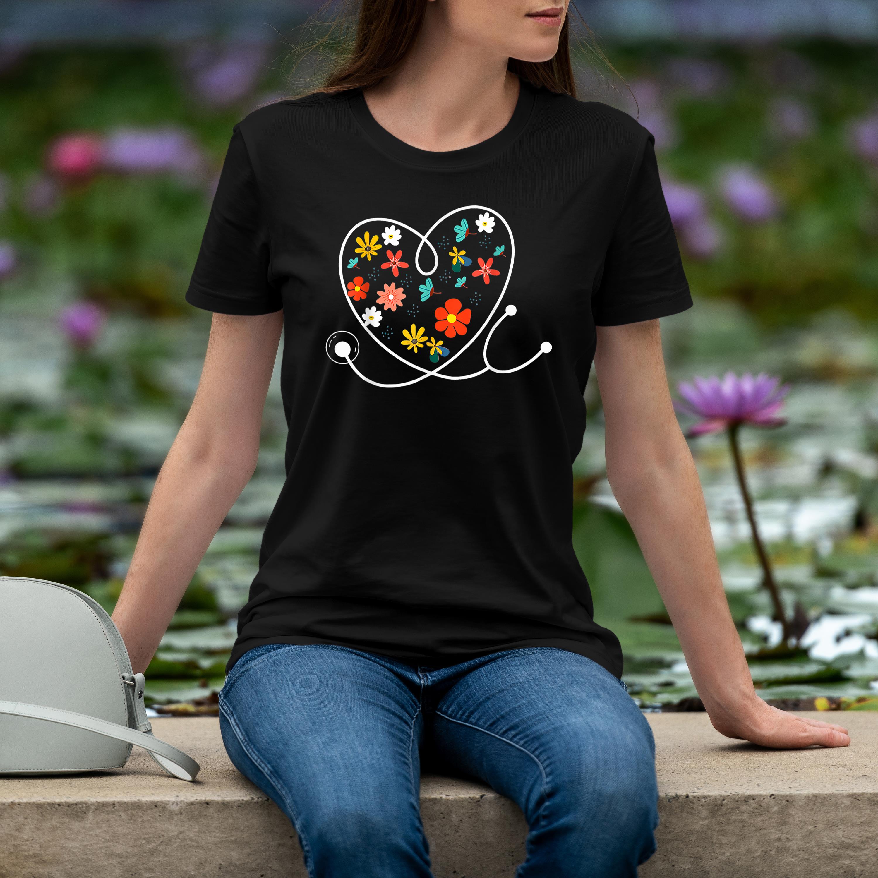 Hello Spring Floral Stethoscope Happy Easter Nurse Cna Cma Shirt 